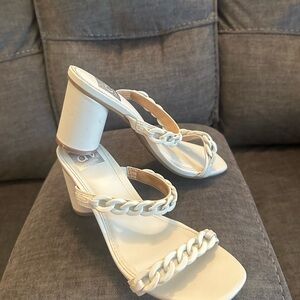 Dolce Vita White Braided Block Heel Sandals